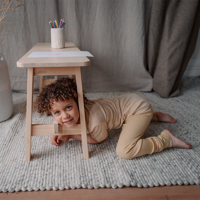 Babytights i ull med silke, ribbstickade