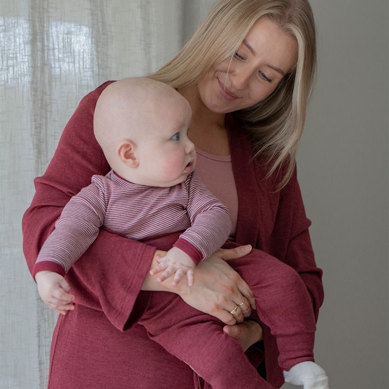 Body i ull med silke - Plomme/Natur
