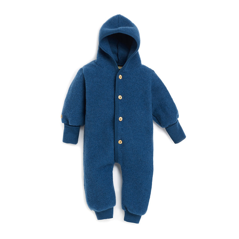 Babyoverall i ullfleece med luva
