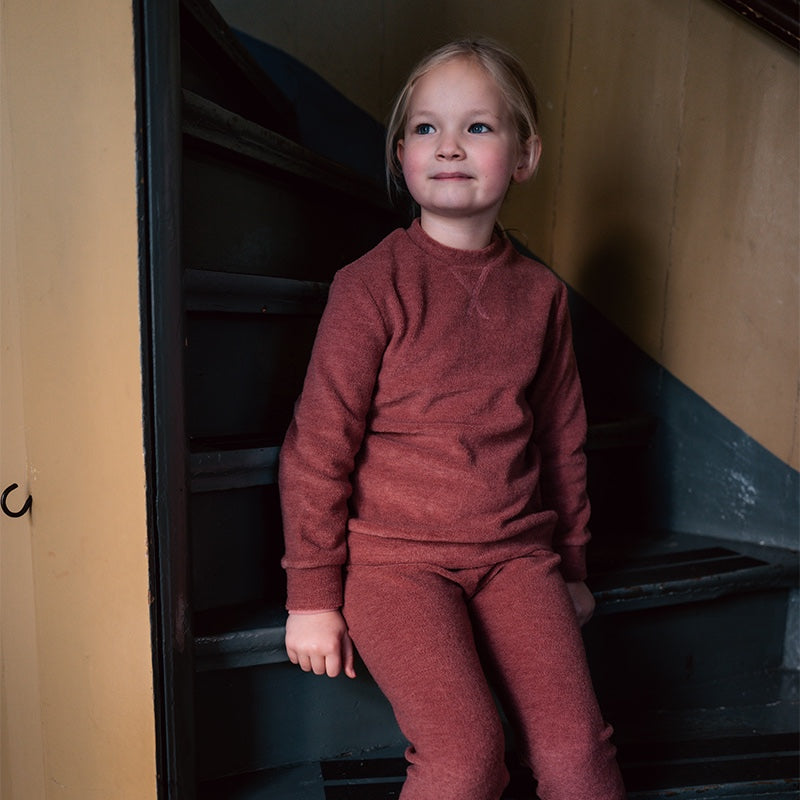 Bukse i ullfrotté - Dark rose