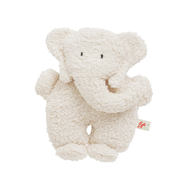 Elefant i bomull, ca 27 cm, Naturvit