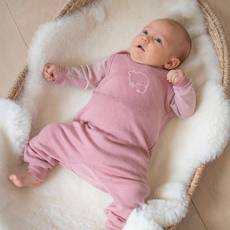 Sparkebukse i ull med silke, uten fot - Lys rose
